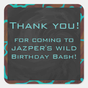 Giraffe, braun und Aquamarin Quadratischer Aufkleber