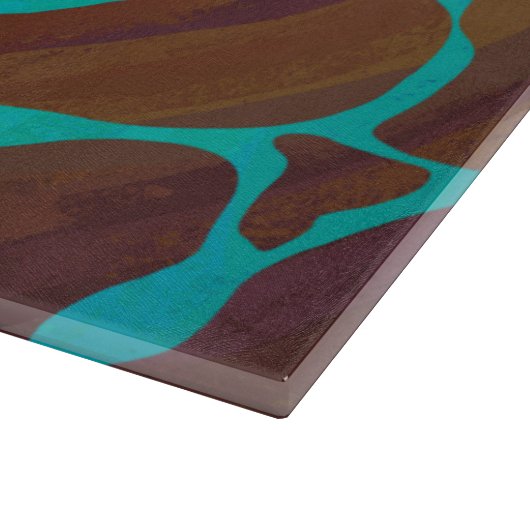 Giraffe, braun und Aquamarin Schneidebrett (Ecke)