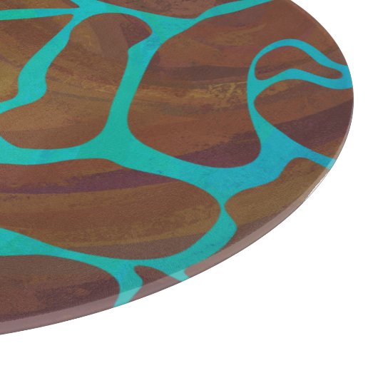 Giraffe, braun und Aquamarin Schneidebrett (Ecke)