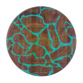 Giraffe, braun und Aquamarin Schneidebrett (Vorderseite)