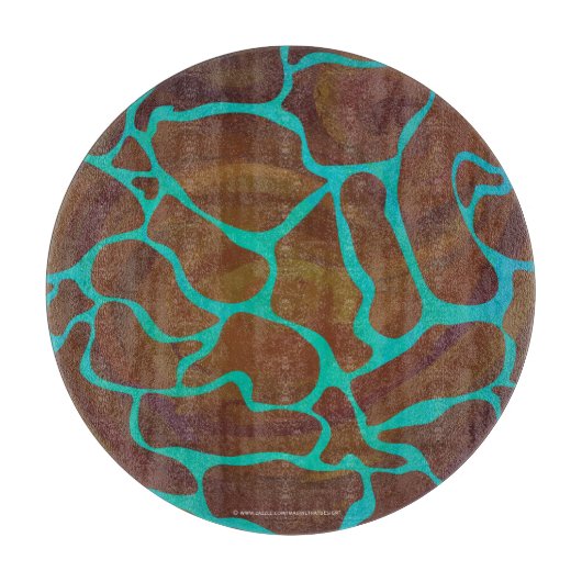 Giraffe, braun und Aquamarin Schneidebrett (Vorderseite)