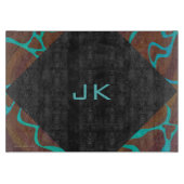 Giraffe, braun und Aquamarin Schneidebrett (Vorderseite)