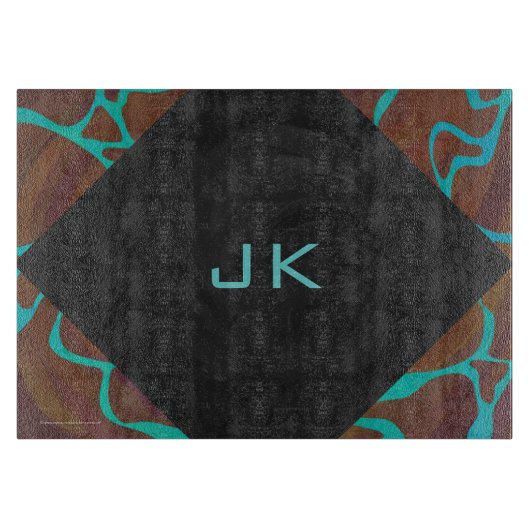 Giraffe, braun und Aquamarin Schneidebrett (Vorderseite)