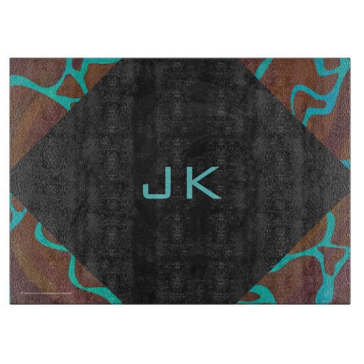 Giraffe, braun und Aquamarin Schneidebrett (Vorderseite)