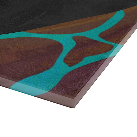 Giraffe, braun und Aquamarin Schneidebrett (Ecke)