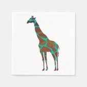 Giraffe, braun und Aquamarin Serviette (Vorderseite)