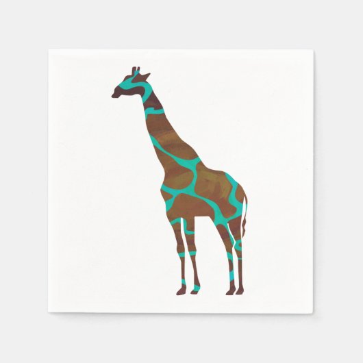 Giraffe, braun und Aquamarin Serviette (Vorderseite)