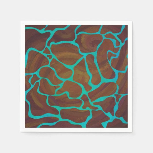 Giraffe, braun und Aquamarin Serviette (Vorderseite)