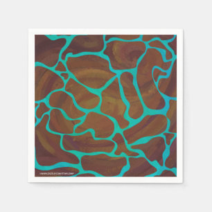 Giraffe, braun und Aquamarin Serviette