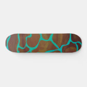 Giraffe, braun und Aquamarin Skateboard (Horizontal)