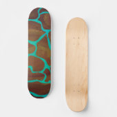Giraffe, braun und Aquamarin Skateboard (Vorderseite)