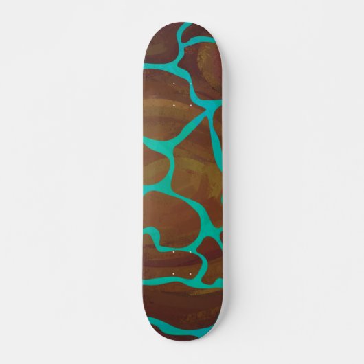 Giraffe, braun und Aquamarin Skateboard (Vorne)