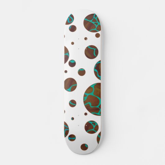 Giraffe, braun und Aquamarin Skateboard (Vorderseite)