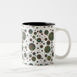 Giraffe, braun und Aquamarin Zweifarbige Tasse