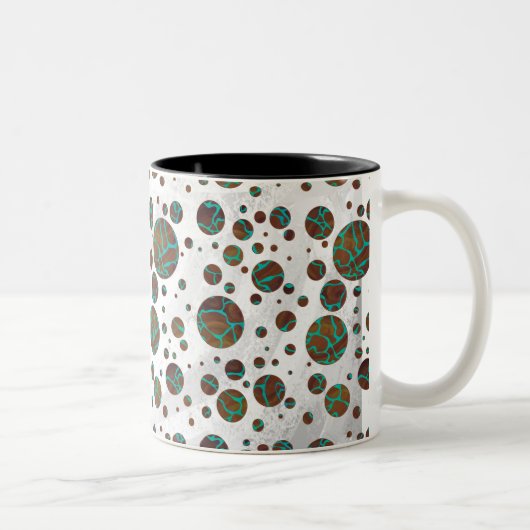 Giraffe, braun und Aquamarin Zweifarbige Tasse (Rechts)