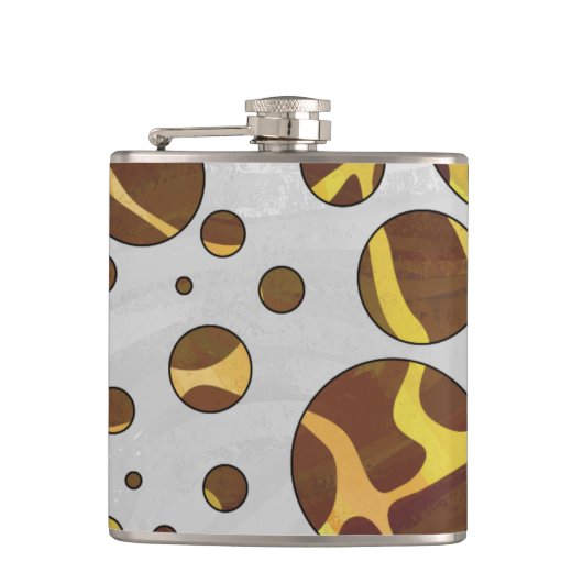 Giraffe, braun und gelb flachmann (Vorderseite)