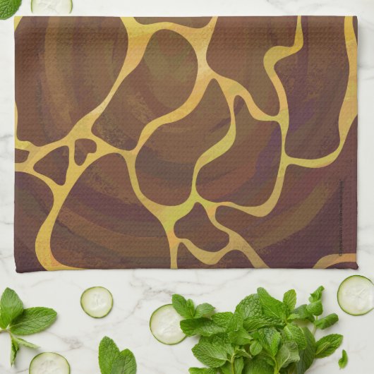 Giraffe, braun und gelb geschirrtuch (Gefaltet)
