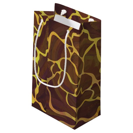 Giraffe, braun und gelb kleine geschenktüte (Rückseite Schrägansicht)
