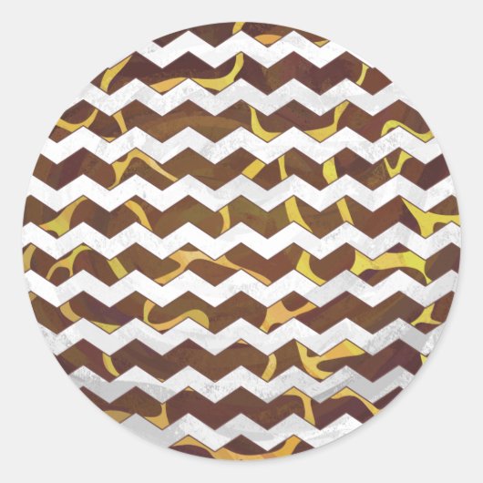 Giraffe, braun und gelb runder aufkleber (Vorderseite)