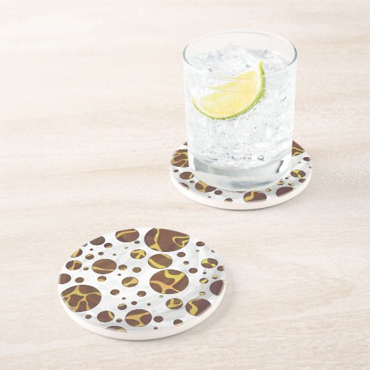 Giraffe, braun und gelb sandstein untersetzer (Seite)