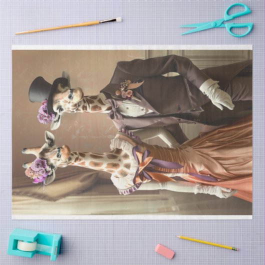 Giraffe Bride Groom Decoupage Seidenpapier (Basteln)