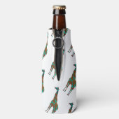 Giraffe Brown und Aquamarine Silhouette Flaschenkühler (Flasche Rückseite)