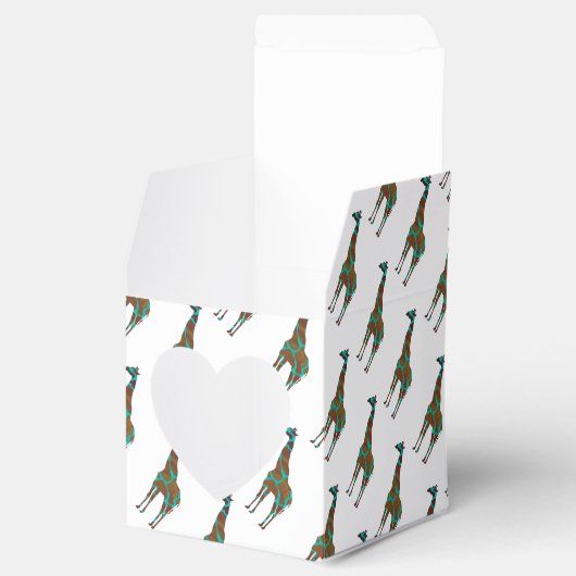 Giraffe Brown und Aquamarine Siloette Geschenkschachtel (Geöffnet)