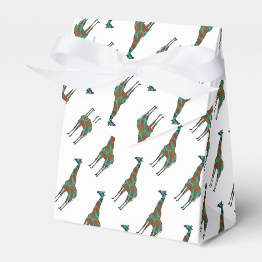 Giraffe Brown und Aquamarine Siloette Geschenkschachtel (Vorderseite)
