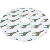 Giraffe Brown und Aquamarine Siloette Polyester Weihnachtsbaumdecke (Schrägansicht)