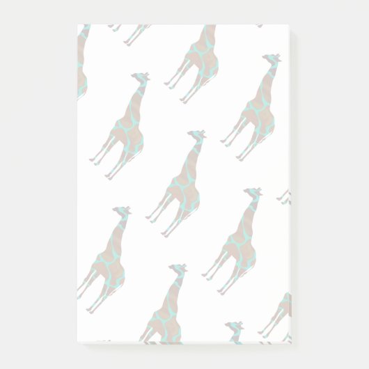 Giraffe Brown und Aquamarine Siloette Post-it Klebezettel (Vorderseite)