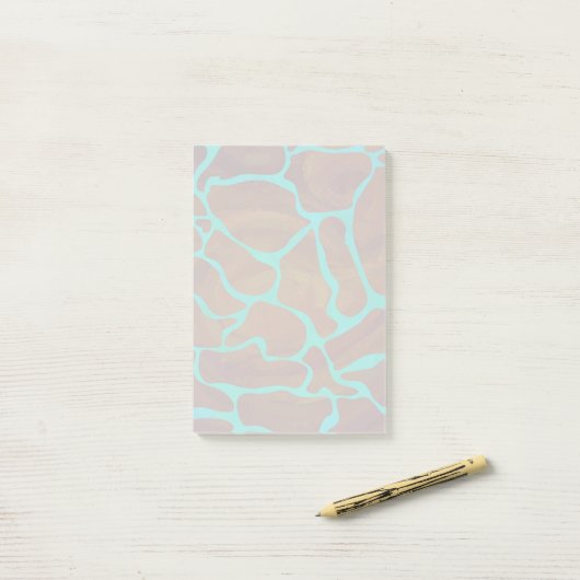 Giraffe Brown und aquamariner Druck Post-it Klebezettel (Auf Schreibtisch)