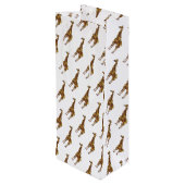 Giraffe Brown und Gelbe Silhouette Geschenktüte Für Weinflaschen (Rückseite Schrägansicht)
