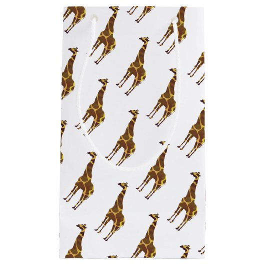 Giraffe Brown und Gelbe Silhouette Kleine Geschenktüte (Vorderseite)