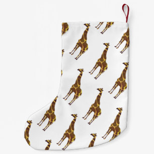 Giraffe Brown und Gelbe Silhouette Kleiner Weihnachtsstrumpf