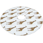 Giraffe Brown und Gelbe Silhouette Polyester Weihnachtsbaumdecke (Schrägansicht)
