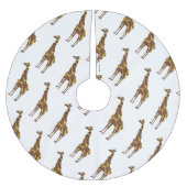 Giraffe Brown und Gelbe Silhouette Polyester Weihnachtsbaumdecke (Vorderseite)