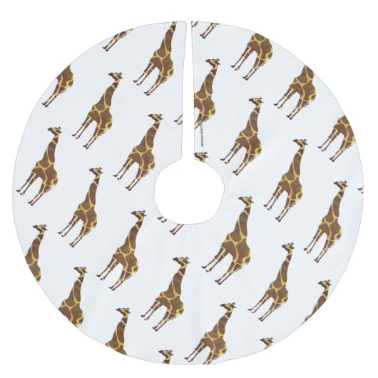 Giraffe Brown und Gelbe Silhouette Polyester Weihnachtsbaumdecke (Vorderseite)