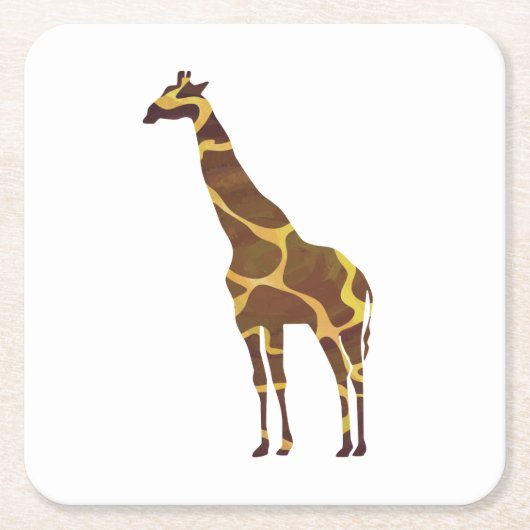 Giraffe Brown und Gelbe Silhouette Rechteckiger Pappuntersetzer (Vorderseite)