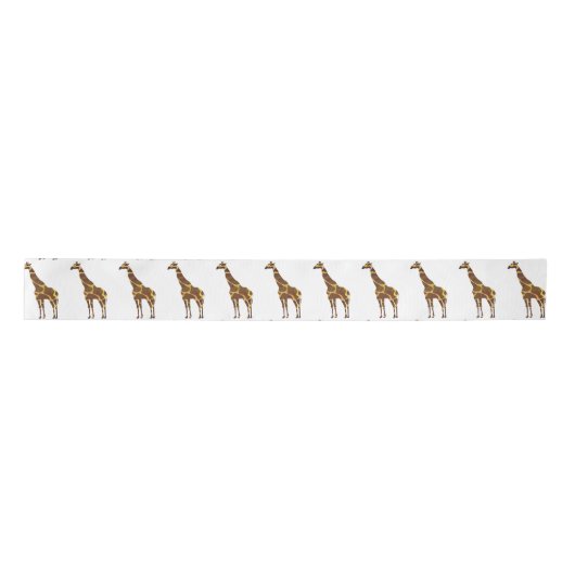 Giraffe Brown und Gelbe Silhouette Satinband (Vorderseite)