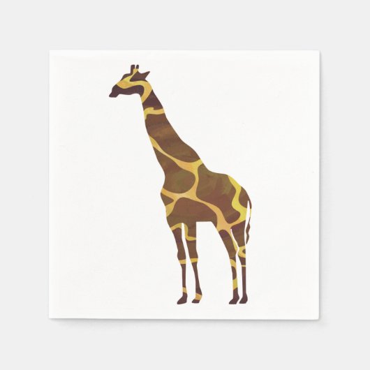 Giraffe Brown und Gelbe Silhouette Serviette (Vorderseite)