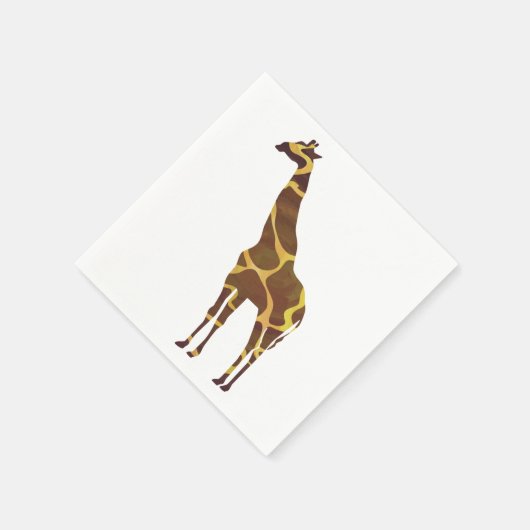 Giraffe Brown und Gelbe Silhouette Serviette (Ecke)