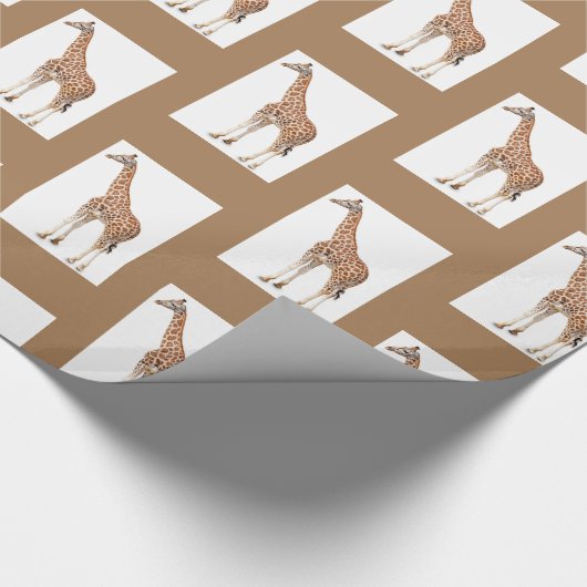 Giraffe Brown und Weißglanz-Wrapping Paper Geschenkpapier (Ecke)