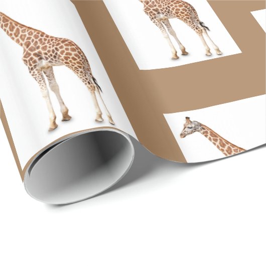 Giraffe Brown und Weißglanz-Wrapping Paper Geschenkpapier (Rolleneckpunkt)