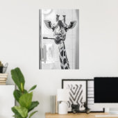 Giraffe Brushing Teeth Print, Funny Bathroom Poster (Heimbüro)