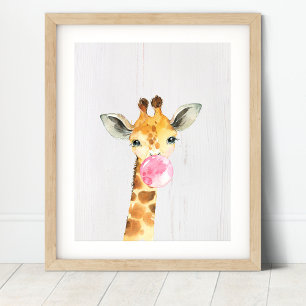Giraffe Bubble Safari Dschungel Kinderzimmer Kunst Poster