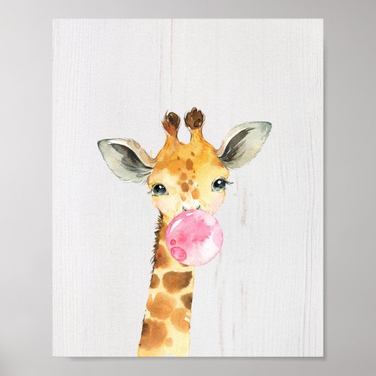 Giraffe Bubble Safari Dschungel Kinderzimmer Kunst Poster (Vorne)