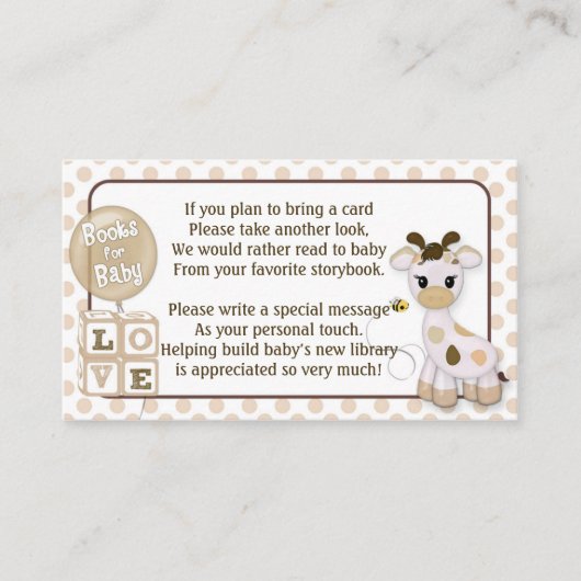 Giraffe Buchanfragen anstelle einer Karte 100pk (Vorderseite)