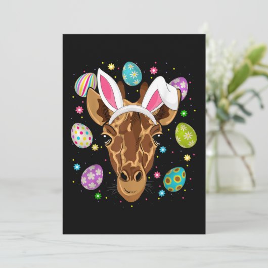 Giraffe Bunny Easter Egg Lover Funny Giraffe Einladung (Stehend Vorderseite)