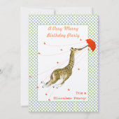 Giraffe Butterfly Geburtstagsparty Einladung (Rückseite)