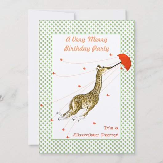 Giraffe Butterfly Geburtstagsparty Einladung (Rückseite)